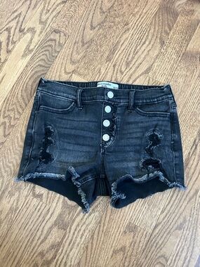 abercrombie kids Black Distressed Button-Front Jean Shorts
